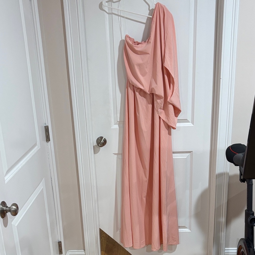 Pink Lily Blush Pink One-Shoulder Dress